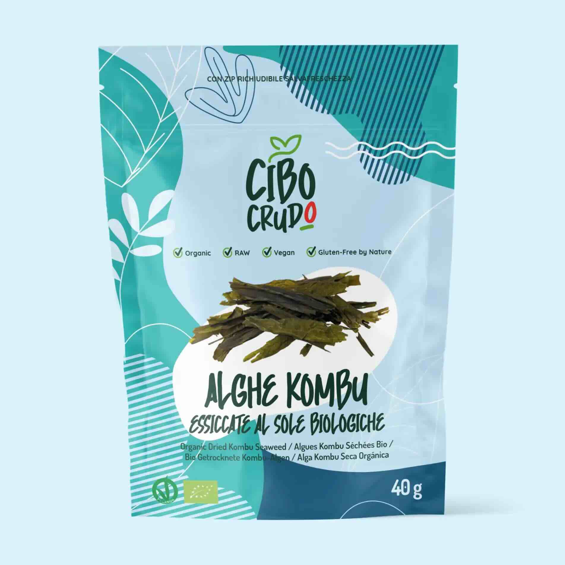 Alghe Kombu Essiccate al Sole Crude Bio - Kombu Seaweed Raw Organic - 40g